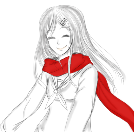 Аниме девушка с шарфиком на шее