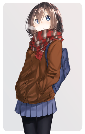 Аниме девушка с шарфом
