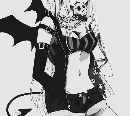 Аниме демон чб