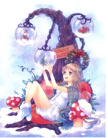 Аниме девочки зима новый год