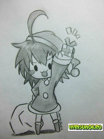 Новогоднее аниме карандашом