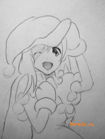 Новогоднее аниме карандашом