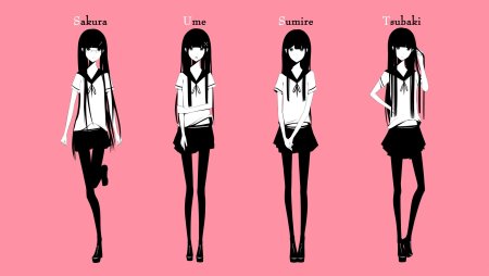 Скетч аниме девушки в полный рост