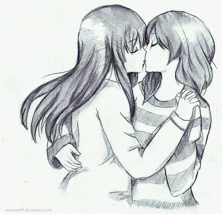 Аниме Юри карандашом