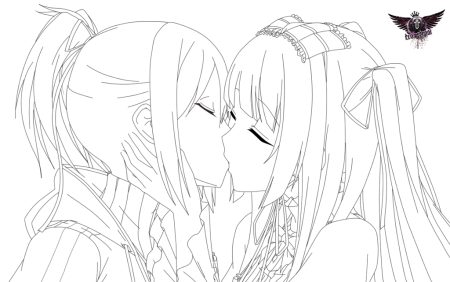 Раскраски аниме поцелуи