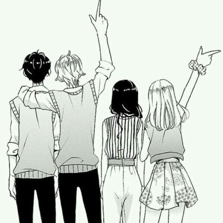 Аниме друзья черно белые