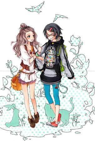 Подруги в аниме стиле