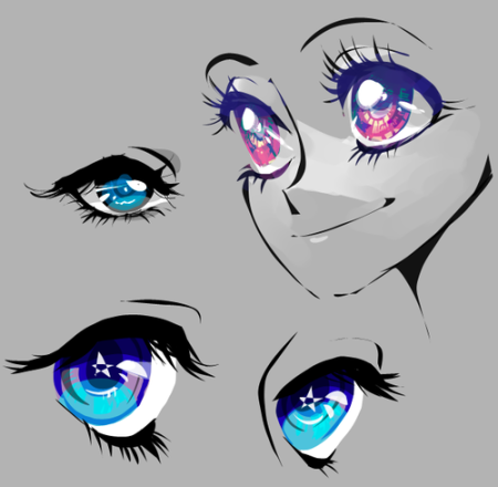 Красивые нарисованные глаза аниме