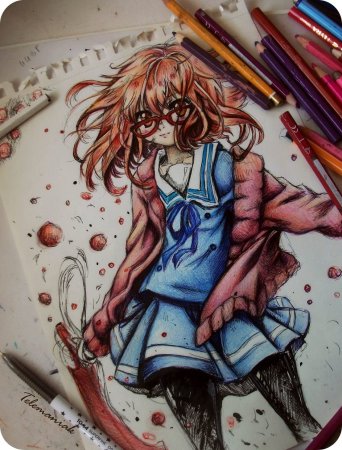 Аниме рисунки цветными карандашами