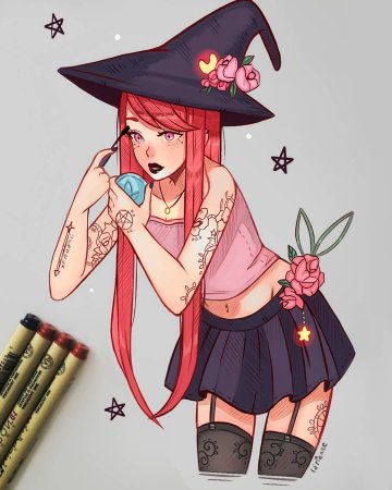 Розовая ведьма арт