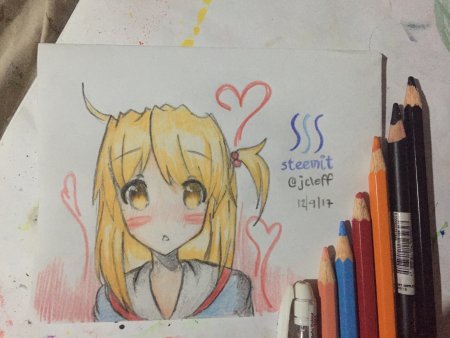 Аниме рисунки цветными карандашами