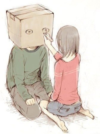 Девушка с пакетом на голове аниме