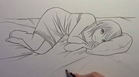 Лежащая девушка рисунок для срисовки