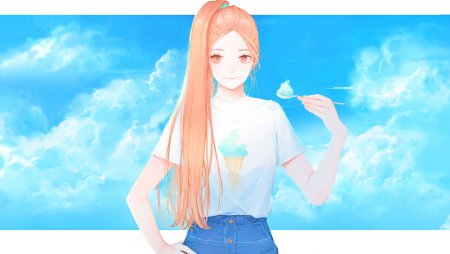 Аниме девушка без челки