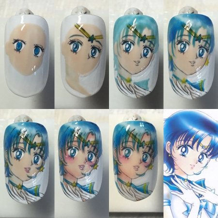 Рисунки на ногтях пошагово аниме