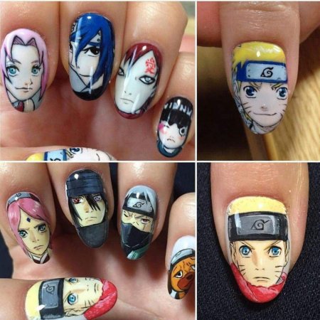 Маникюр с аниме Наруто Акацуки