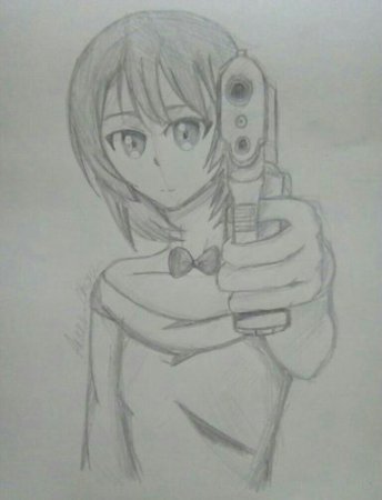 Пистолет рисунок аниме