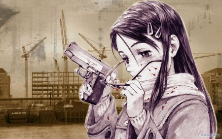 Аниме девушка с пистолетом во рту