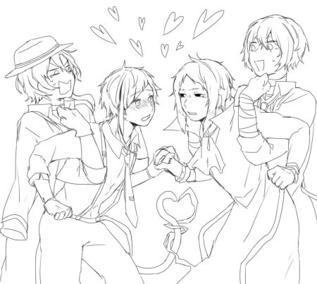 Раскраска Великий из бродячих псов Акутагава и Ацуши