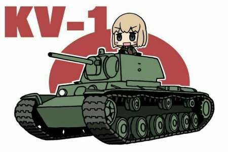 Аниме танкистки Катюша на танке