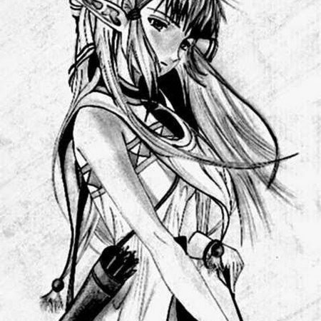 Аниме эльфийка карандашом