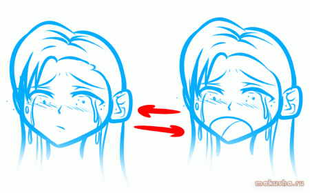 Лицо аниме плачущие для рисования