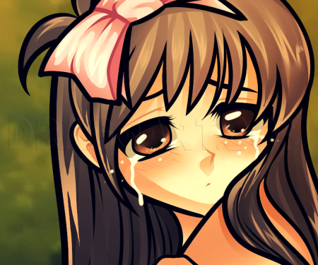 Заплаканное лицо девушки аниме