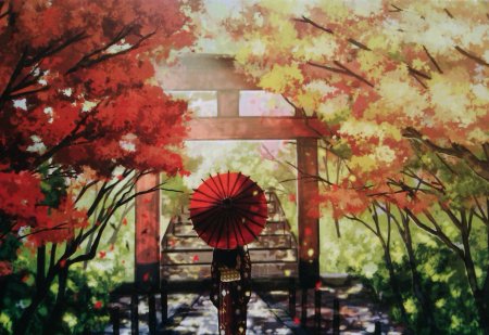 Осенний пейзаж аниме