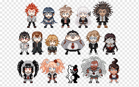 Пиксельные персонажи из Данганронпы 1