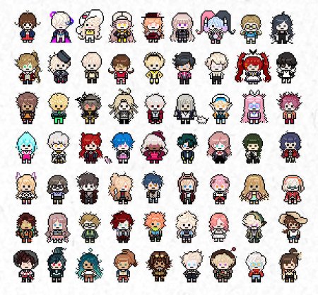 Персонажи Данганронпы в пикселях