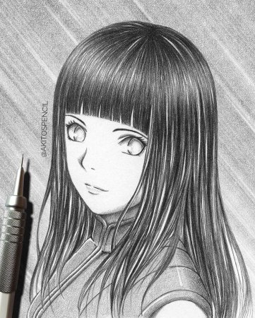 Рисование Хината Хьюга аниме