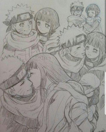 Наруто и Хината рисунок