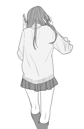 Аниме девушка со спины