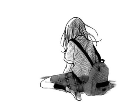 Аниме девушка сидит спиной