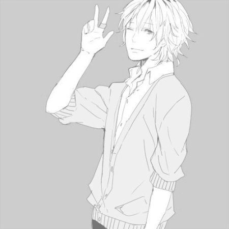 Аниме парень показывает два пальца