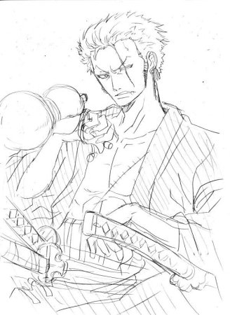 Ророноа Зоро чёрно белый