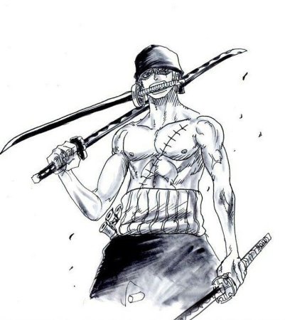 Ророноа Зоро черно белый