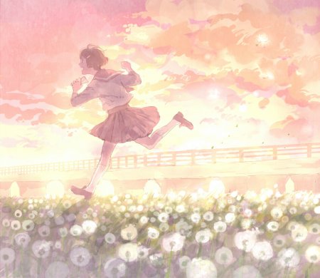 Аниме девочка бежит