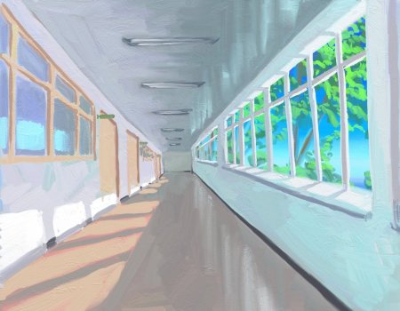 Школа изнутри коридор аниме