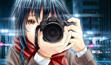 Аниме персонаж с фотоаппаратом