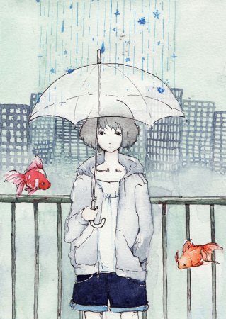 Аниме человек с зонтом