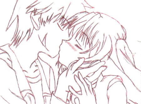 Наброски аниме поцелуи