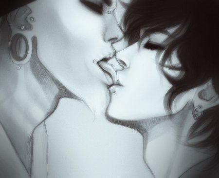 Поцелуй с языком арт