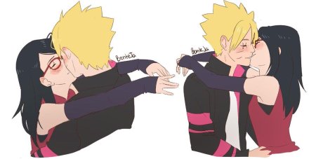 Боруто и Сарада любовь поцелуй