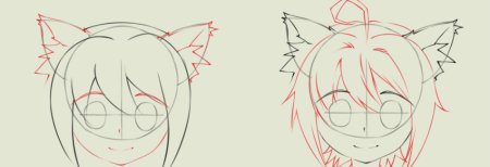 Аниме волосы с ушками карандашом