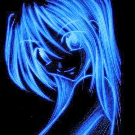 Синий неоновый аниме глаз