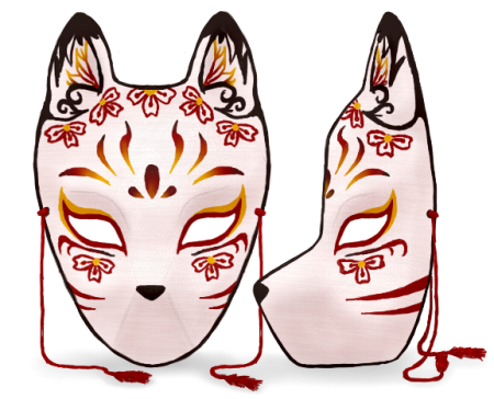 Маска лисы Кицунэ сбоку