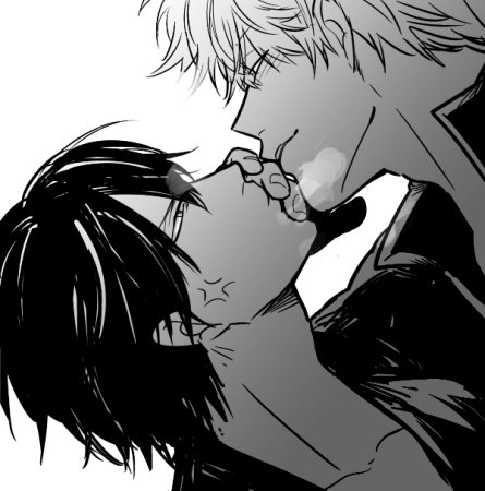 Аниме Гинтама поцелуй яой