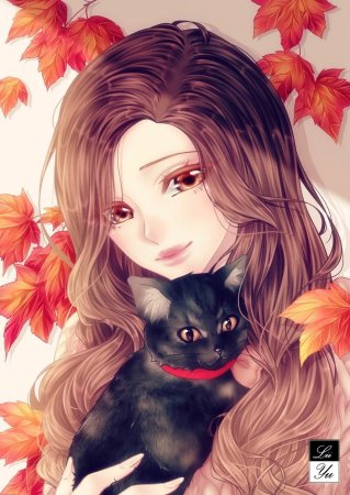 Девочка с котом арт