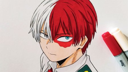 Аниме Тодороки карандашом